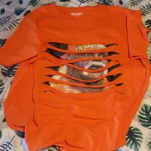 Orange Gildan Graphic T-Shirt wrestling  Hawk Hogan custom cut new with out tag